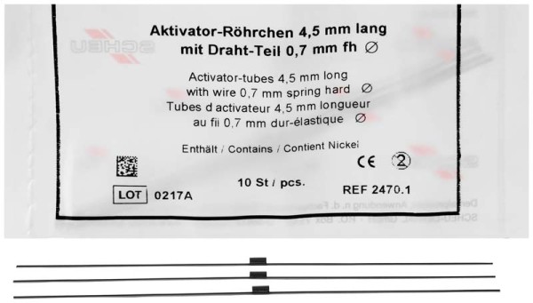 Aktivator-Röhrchen 1,15/6mm m.Draht 1,0mm hart Pa 10